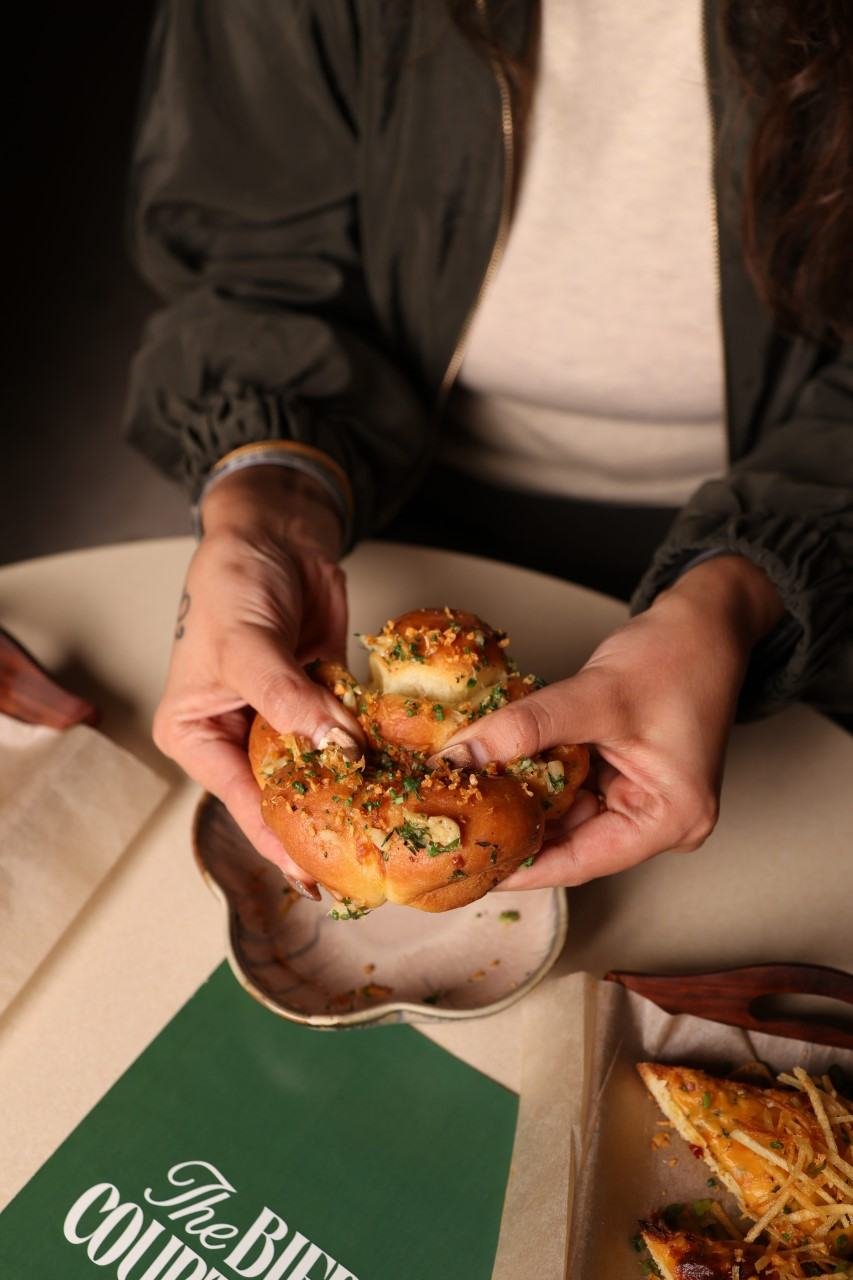 Pull-apart garlic bread from the vegetarian small plates at TBC